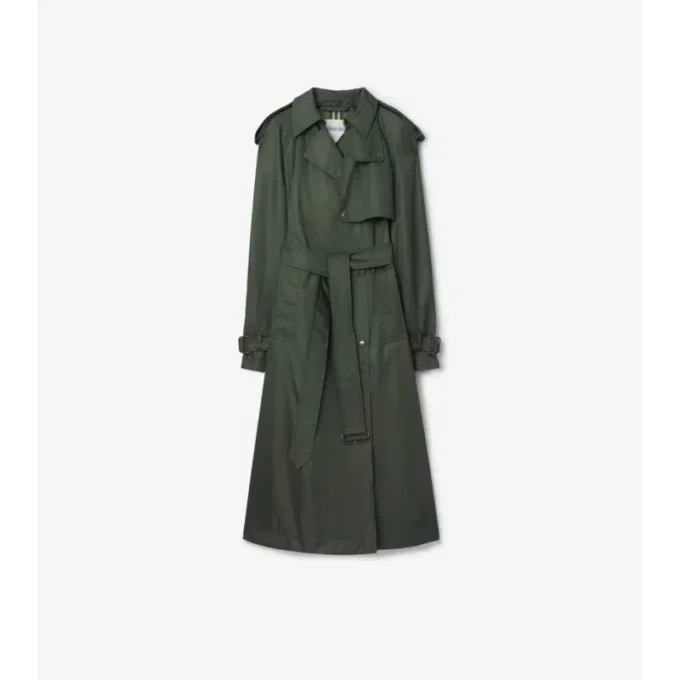 Gabardina larga de nylon con capucha