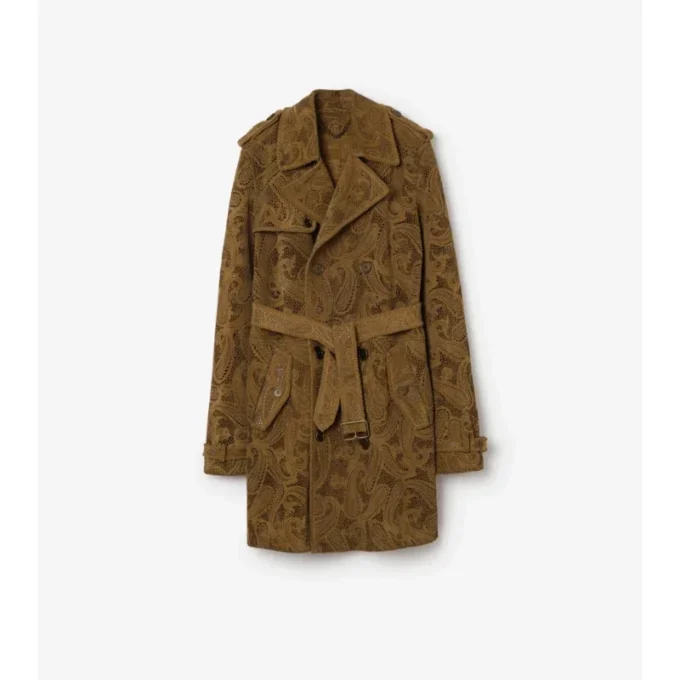 Gabardina Lawshall de ante con estampado de cachemira de largo medio Trench Coat Gabardina Lawshall de ante con estampado de cachemira de largo medio Trench Coat