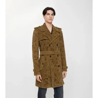 Gabardina Lawshall de ante con estampado de cachemira de largo medio Trench Coat