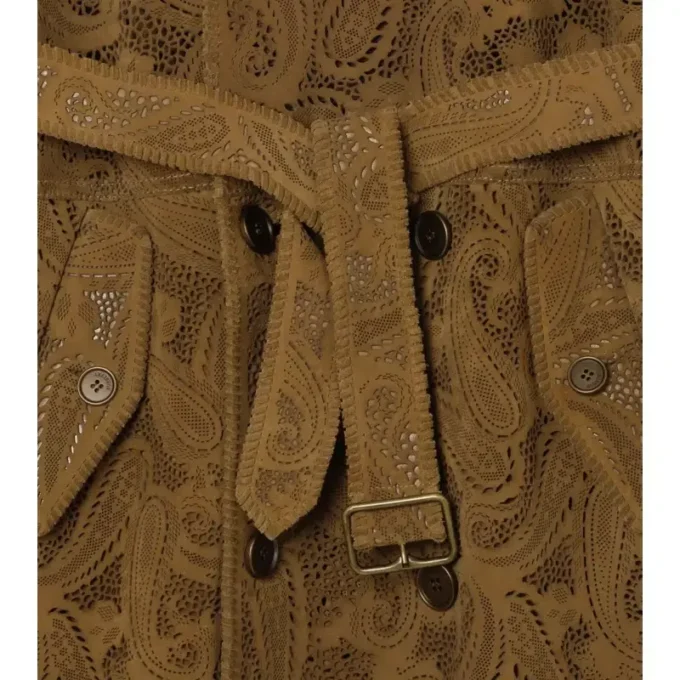 Gabardina Lawshall de ante con estampado de cachemira de largo medio Trench Coat Gabardina Lawshall de ante con estampado de cachemira de largo medio Trench Coat