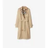 Gabardine larga con cuello a cuadros Trench Coat