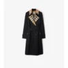 Gabardine larga con cuello a cuadros Trench Coat
