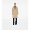 Gabardine larga con cuello a cuadros Trench Coat