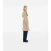 Gabardine larga con cuello a cuadros Trench Coat