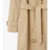 Gabardine larga con cuello a cuadros Trench Coat