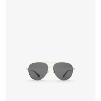 Gafas de sol de aviador con estampado de cuadros metálico