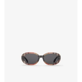 Gafas de sol ovaladas con estampado de cuadros Gafas de sol ovaladas con estampado de cuadros