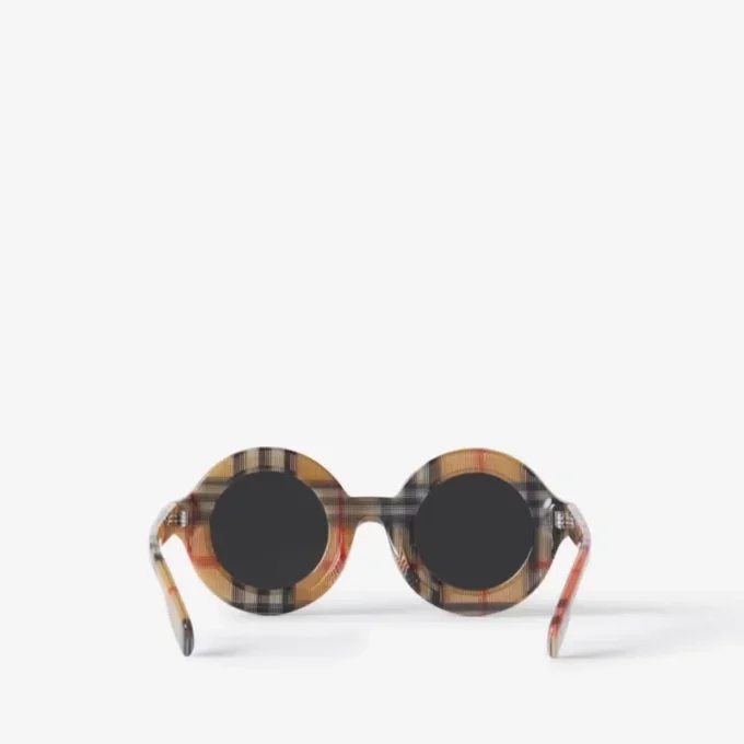 Gafas de sol redondas con estampado de cuadros Gafas de sol redondas con estampado de cuadros