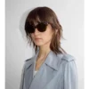 Gafas de sol redondas con estampado de cuadros tubulares