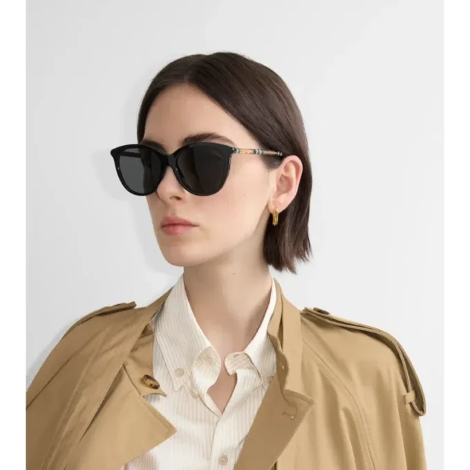 Gafas de sol redondas con estampado de cuadros tubulares 
