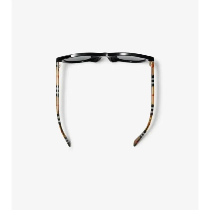 Gafas de sol redondas con estampado de cuadros tubulares 