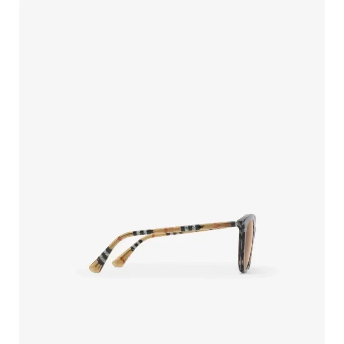 Gafas de sol redondas con estampado de cuadros tubulares