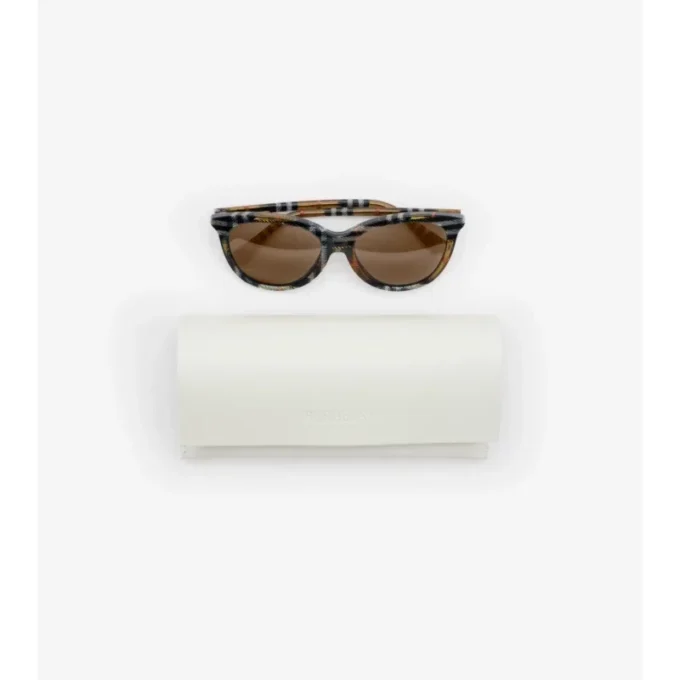 Gafas de sol redondas con estampado de cuadros tubulares