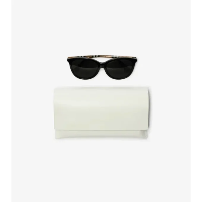 Gafas de sol redondas con estampado de cuadros tubulares 