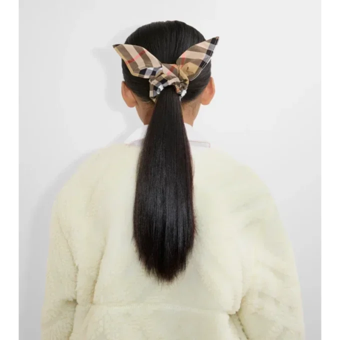 Goma para el pelo de algodón con estampado de cuadros