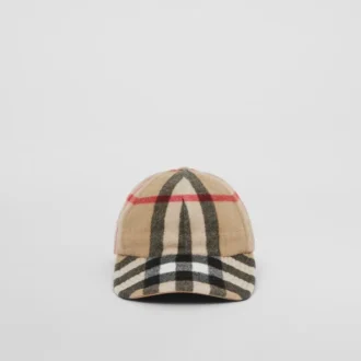Gorra de béisbol de lana con estampado de cuadros exagerado