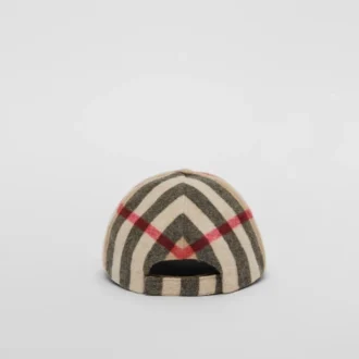 Gorra de béisbol de lana con estampado de cuadros exagerado