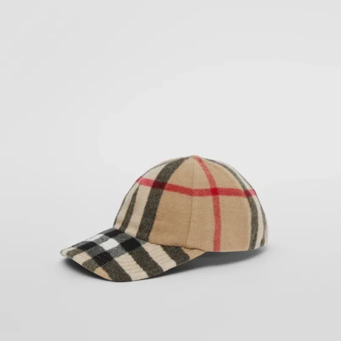 Gorra de béisbol de lana con estampado de cuadros exagerado