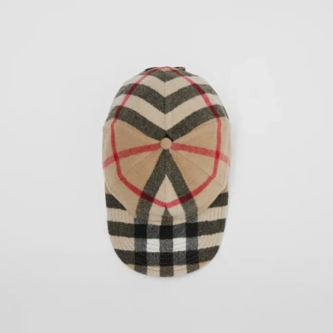 Gorra de béisbol de lana con estampado de cuadros exagerado