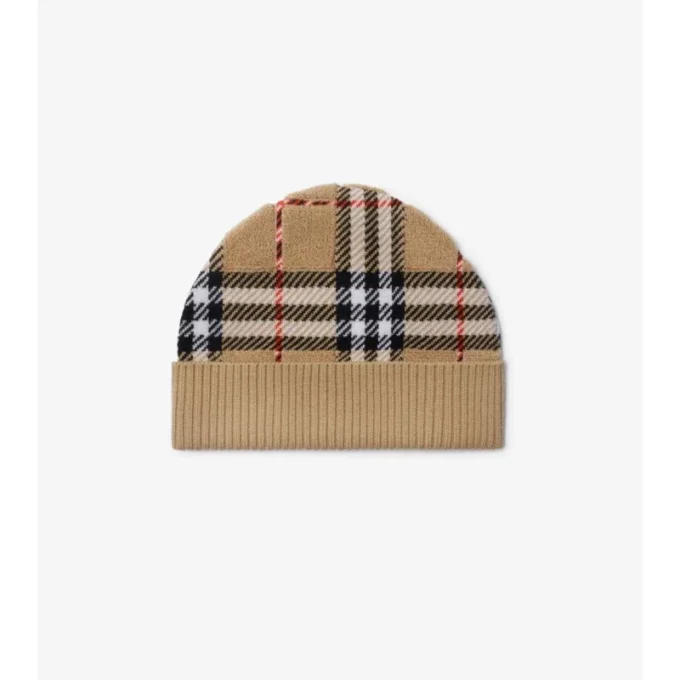 Gorro de lana con estampado de cuadros