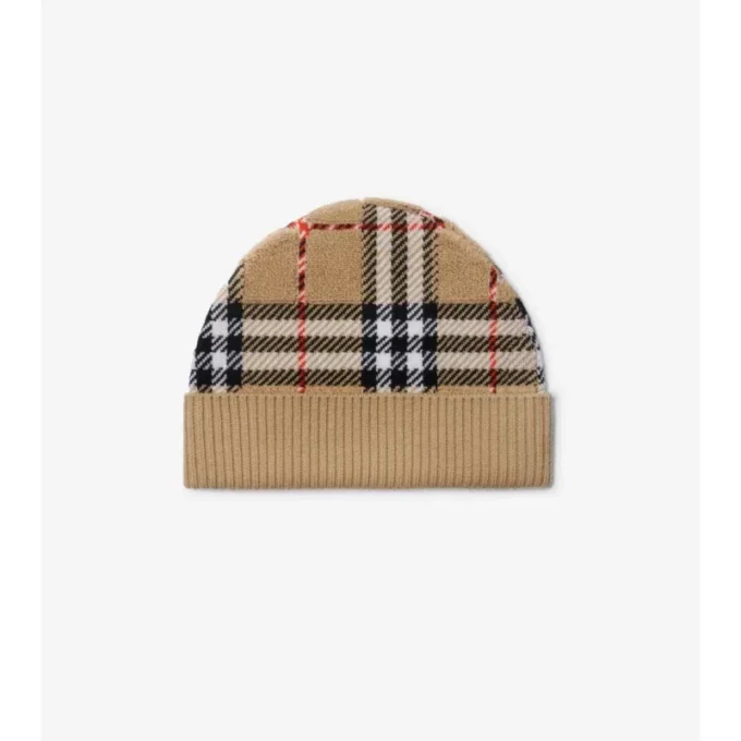 Gorro de lana con estampado de cuadros