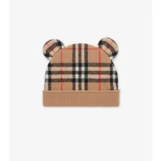 Gorro de lana y cachemira con estampado de cuadros