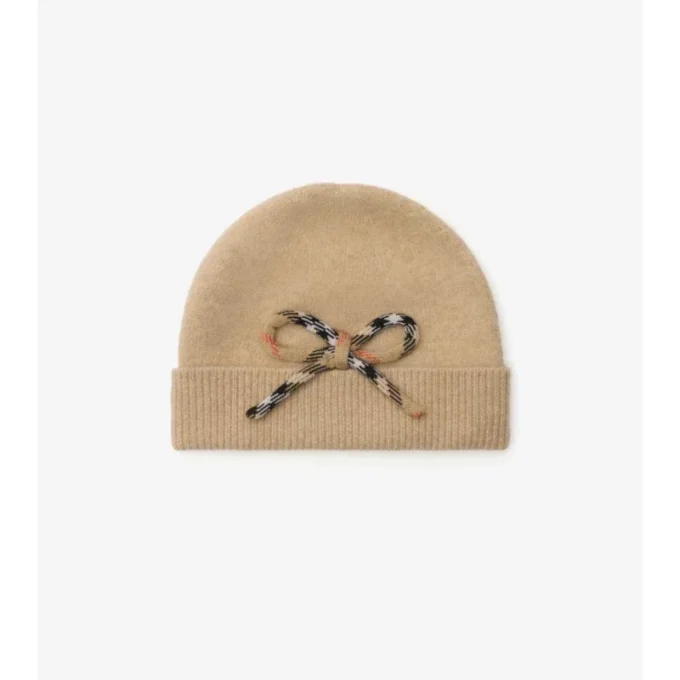 Gorro de lana y cachemira con lazo a cuadros Gorro de lana y cachemira con lazo a cuadros