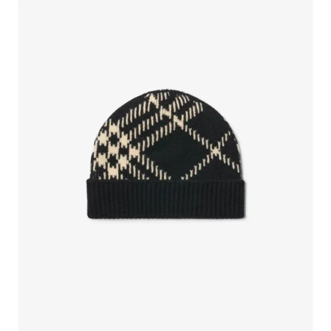 Gorro de mezcla de cachemira con estampado de cuadros Gorro de mezcla de cachemira con estampado de cuadros