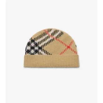 Gorro de mezcla de cachemira con estampado de cuadros Gorro de mezcla de cachemira con estampado de cuadros