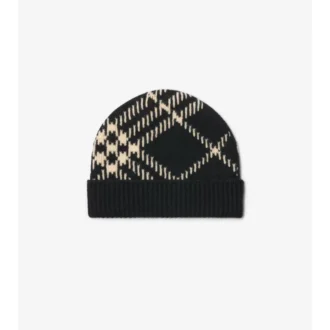 Gorro de mezcla de cachemira con estampado de cuadros