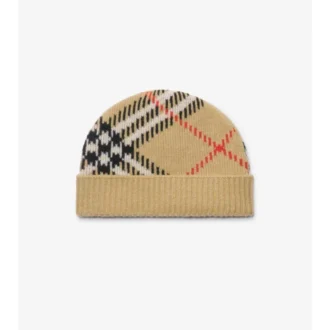 Gorro de mezcla de cachemira con estampado de cuadros Gorro de mezcla de cachemira con estampado de cuadros