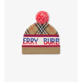 Gorro de mezcla de lana con estampado de cuadros