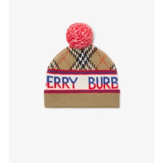 Gorro de mezcla de lana con estampado de cuadros