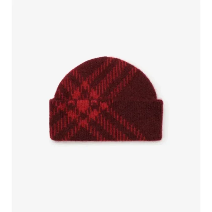 Gorro de mezcla de lana y mohair a cuadros Gorro de mezcla de lana y mohair a cuadros