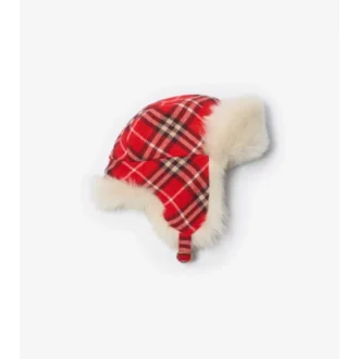 Gorro de trampero de lana a cuadros