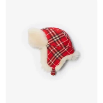 Gorro de trampero de lana a cuadros