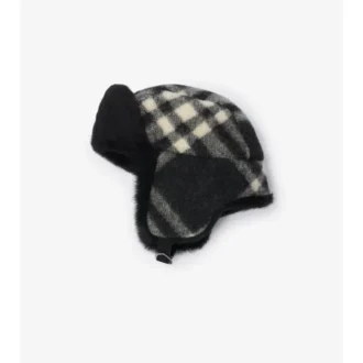 Gorro de trampero de lana a cuadros