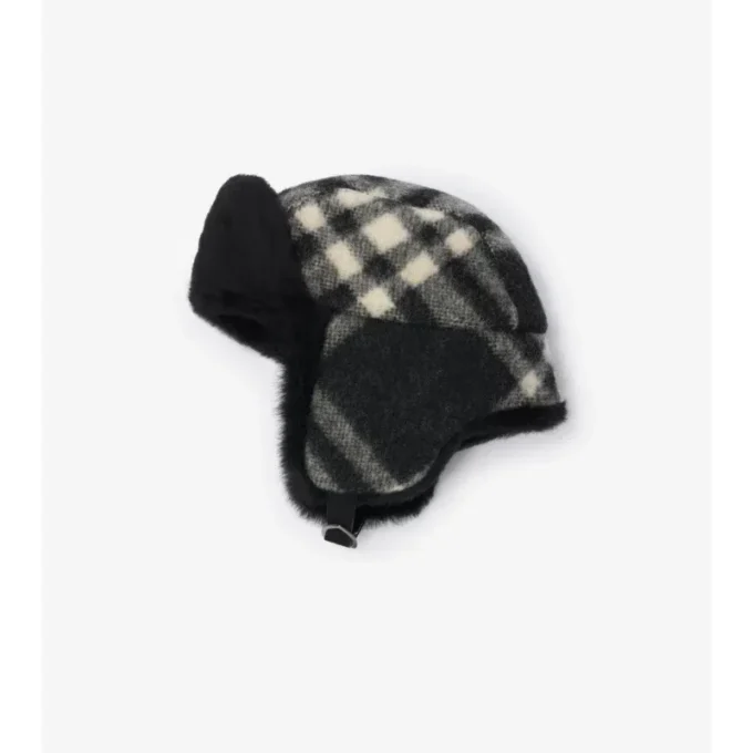 Gorro de trampero de lana a cuadros Gorro de trampero de lana a cuadros