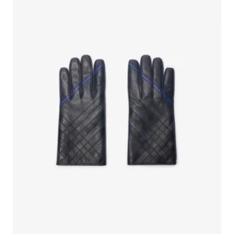 Guantes de cuero con diseño de cuadros en intarsia