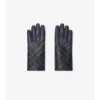 Guantes de cuero con diseño de cuadros en intarsia
