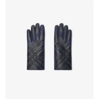 Guantes de cuero con diseño de cuadros en intarsia