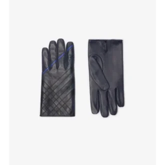 Guantes de cuero con diseño de cuadros en intarsia