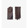Guantes de cuero con diseño de cuadros en intarsia