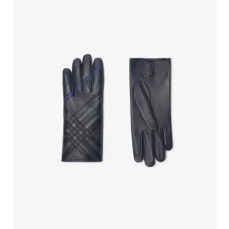 Guantes de cuero con diseño de cuadros en intarsia