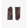 Guantes de cuero con diseño de cuadros en intarsia