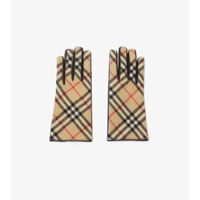 Guantes de lana y cachemira con estampado de cuadros Guantes de lana y cachemira con estampado de cuadros