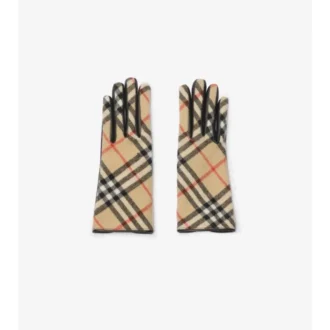 Guantes de lana y cachemira con estampado de cuadros