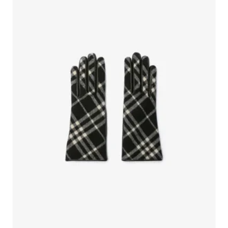 Guantes de lana y cachemira con estampado de cuadros