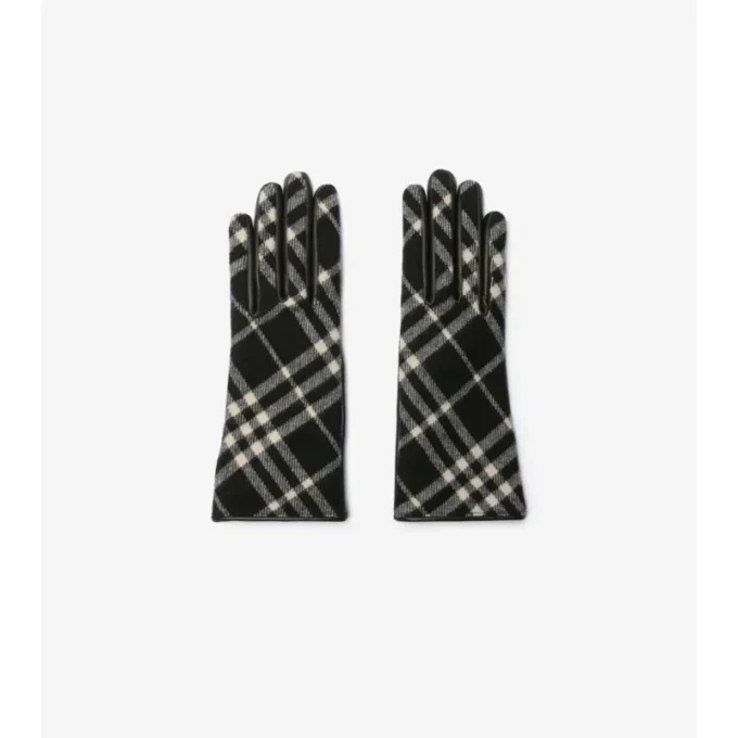 Guantes de lana y cachemira con estampado de cuadros Guantes de lana y cachemira con estampado de cuadros