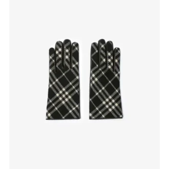 Guantes de lana y cachemira con estampado de cuadros